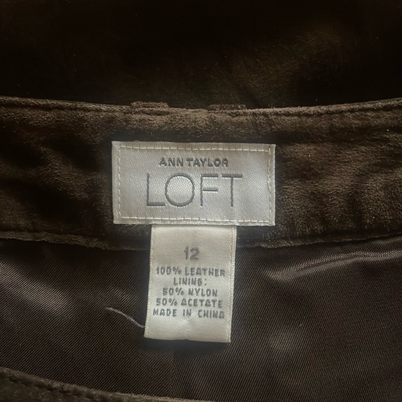 Loft - brown leather suede fully lined pants - size 12 - Picture 4 of 8